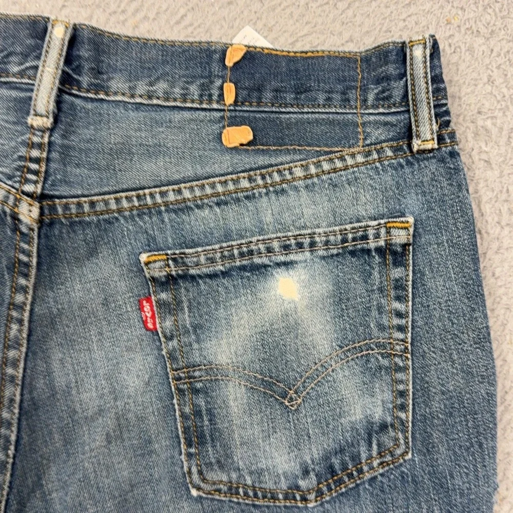 Levis 514 Shorts Mens 34 Blue Denim Distressed Cutoff Bermuda 5 Pocket 11 Inseam